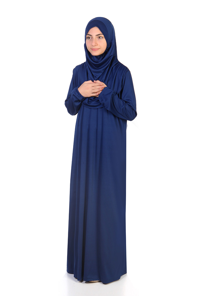 Çocuk Namaz Elbisesi Sade Model Lacivert - 1