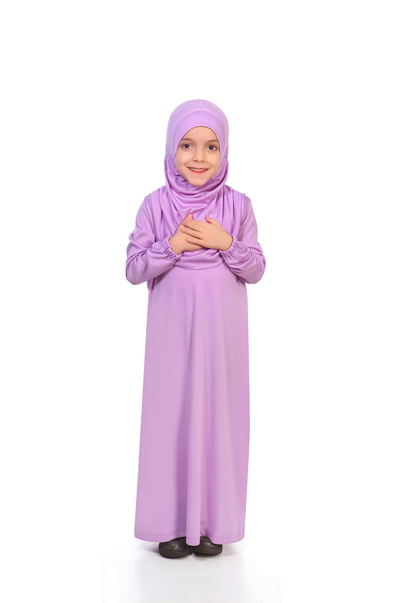 Çocuk Namaz Elbisesi Sade Model Lila - 2