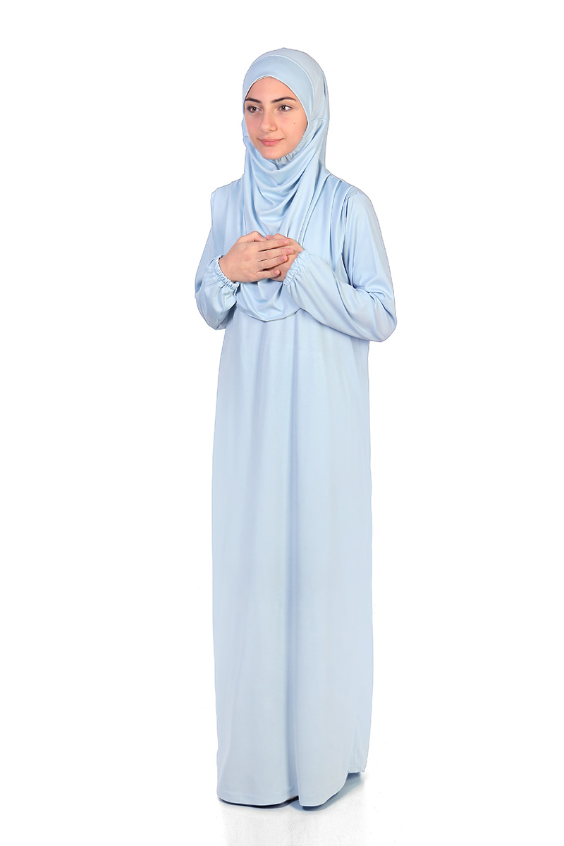 Çocuk Namaz Elbisesi Sade Model Mavi - 1