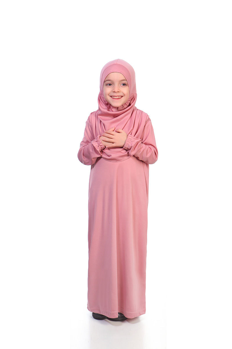 Çocuk Namaz Elbisesi Sade Model Pudra - 2
