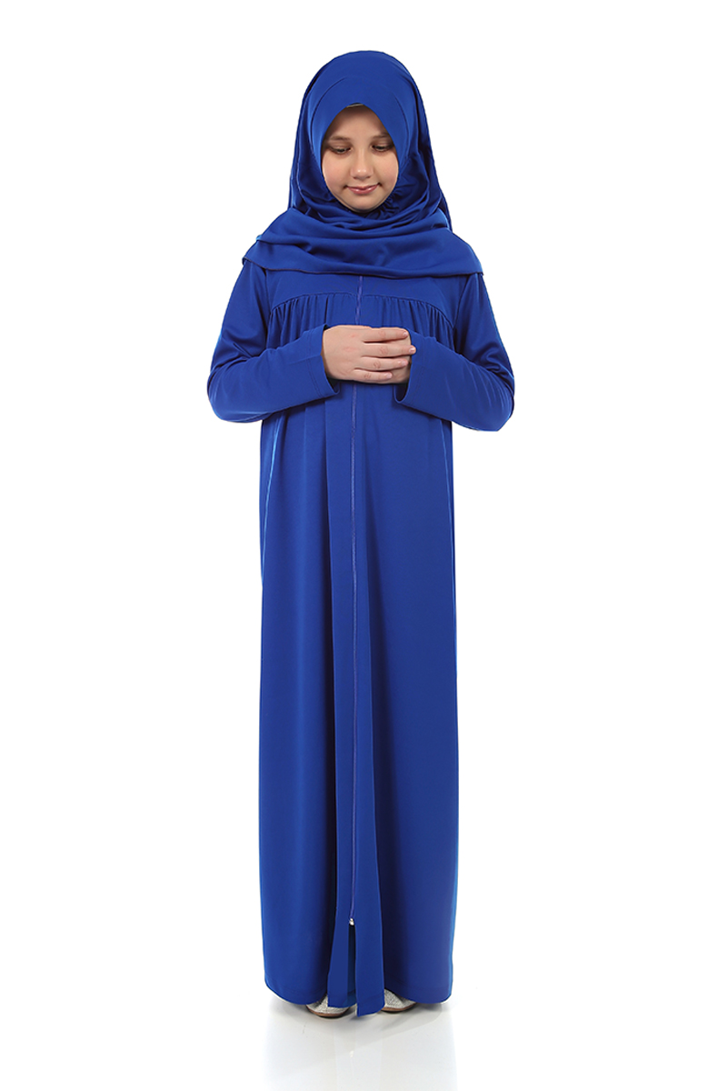 Çocuk Namaz Elbisesi Saks Mavi - 1