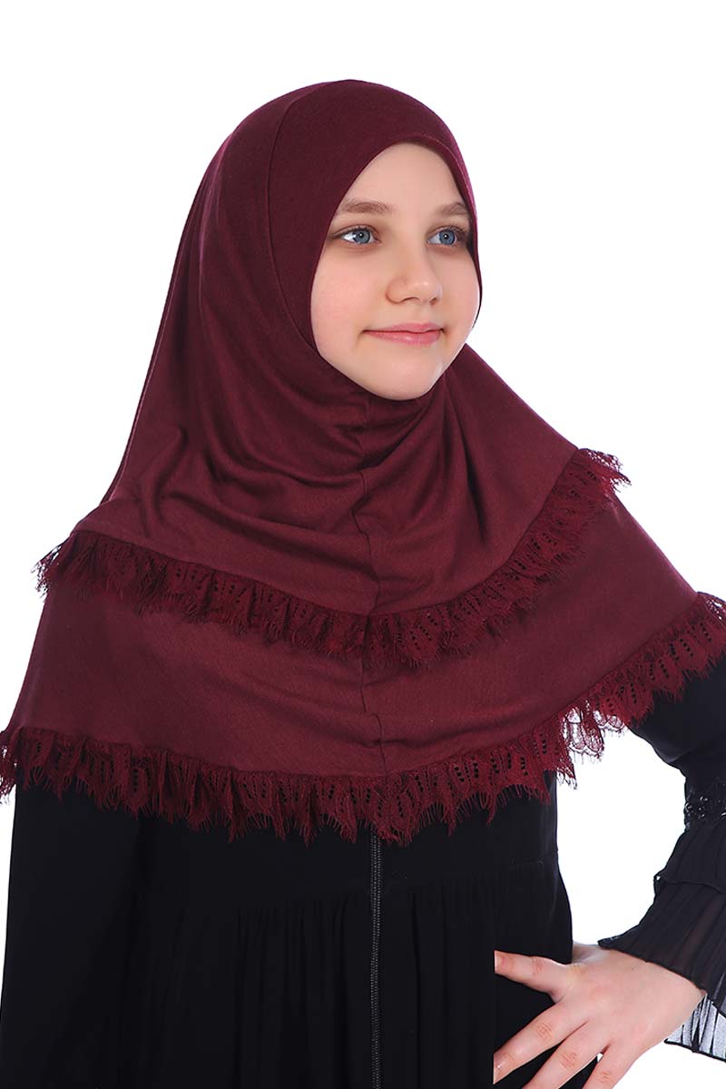 Çocuk Pratik Eşarp Aleyna Model Bordo - 1