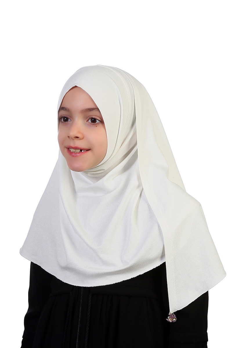 Çocuk Pratik Eşarp Ecrin Model Beyaz 