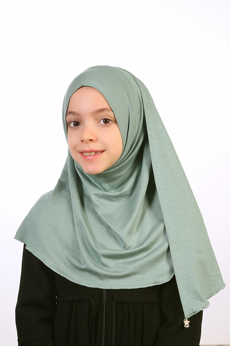 Çocuk Pratik Eşarp Ecrin Model Yeşil - 1