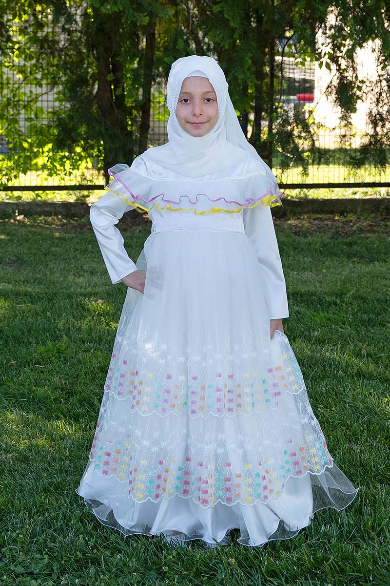 Çocuk Tesettür Abiye Aslı Model Beyaz - 2