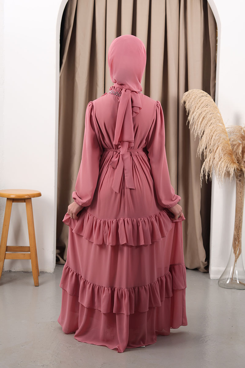 Çocuk Tesettür Abiye Sude Model Gülkurusu - 3