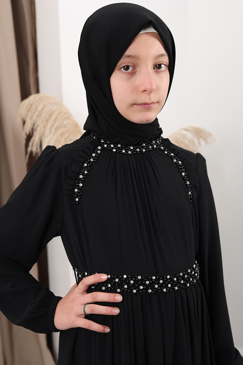 Çocuk Tesettür Abiye Sude Model Siyah - 2