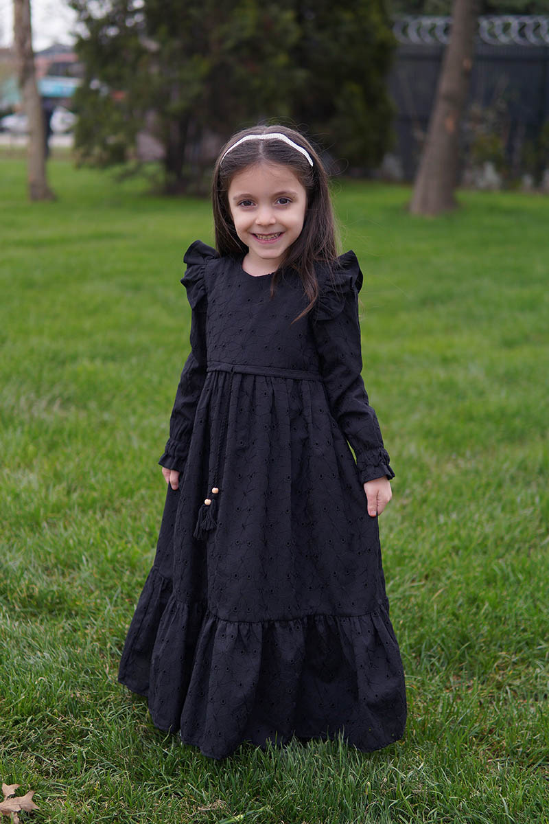 Çocuk Tesettür Elbise Almila Model 2 Siyah - 1