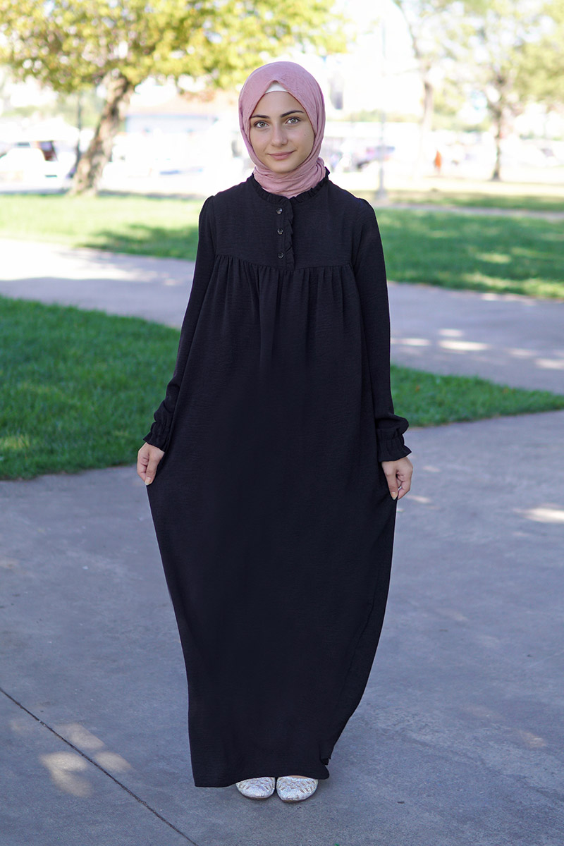 Çocuk Tesettür Elbise Asya Model Siyah 
