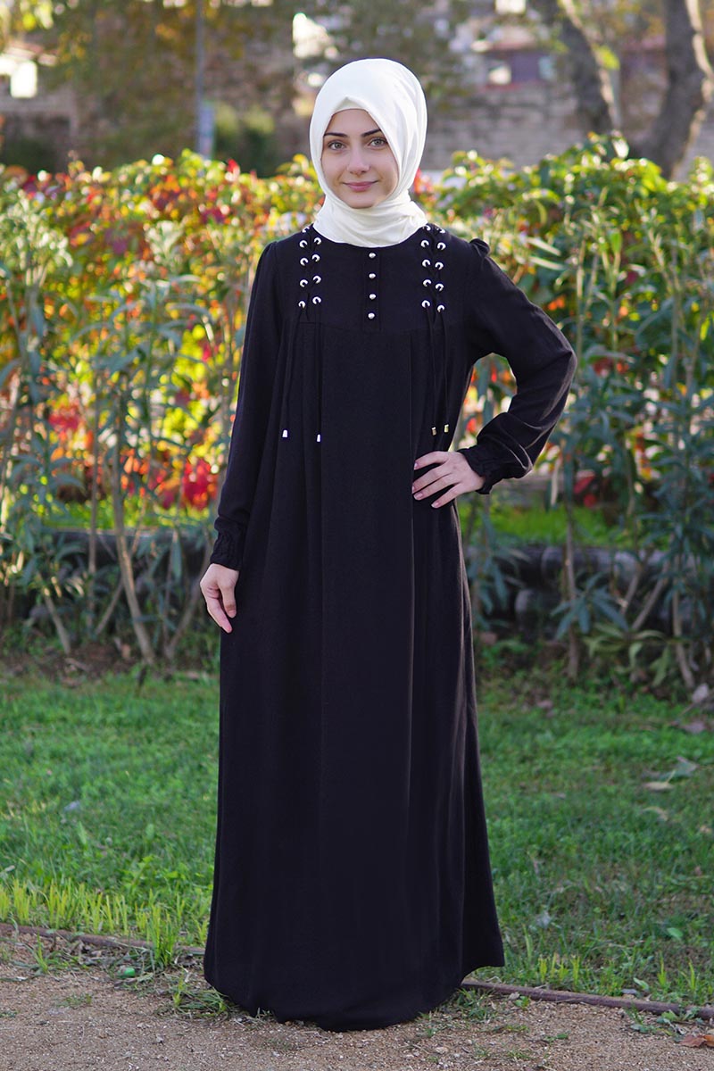 Çocuk Tesettür Elbise Beril Model Siyah 