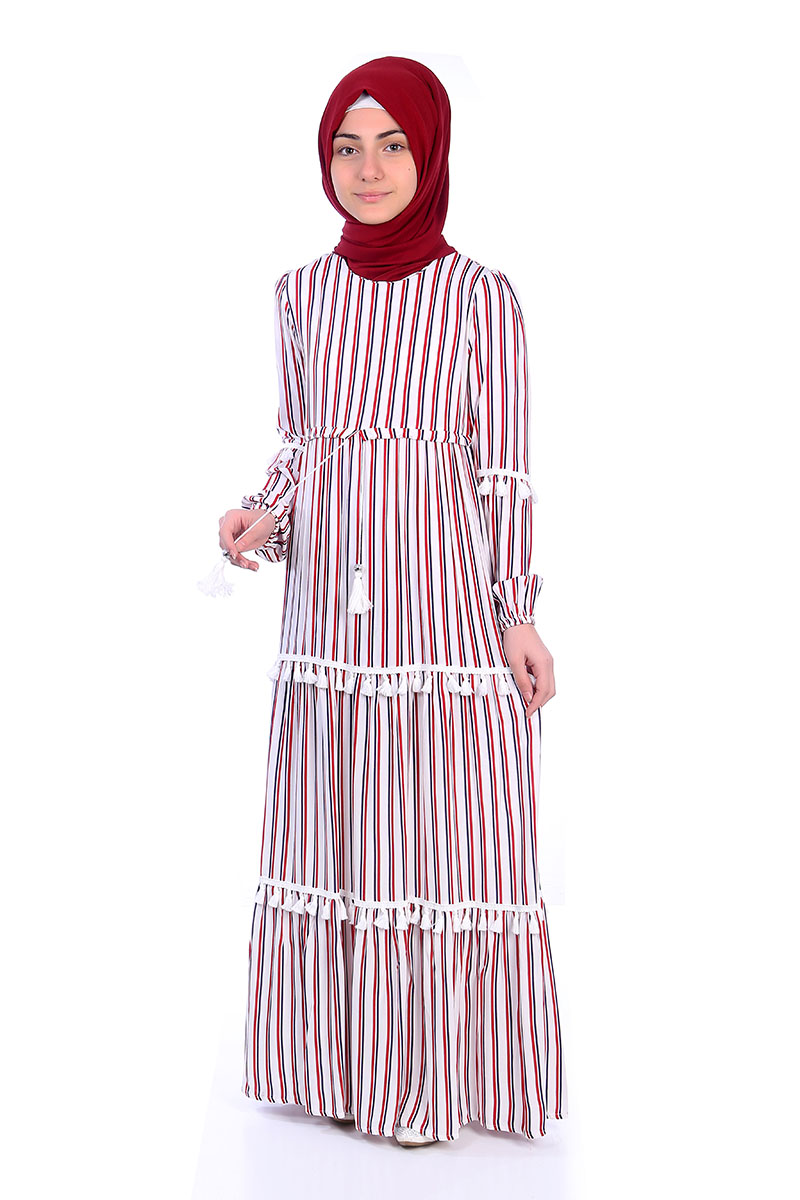 Çocuk Tesettür Elbise Beydah Model Karışık Beyaz - 1