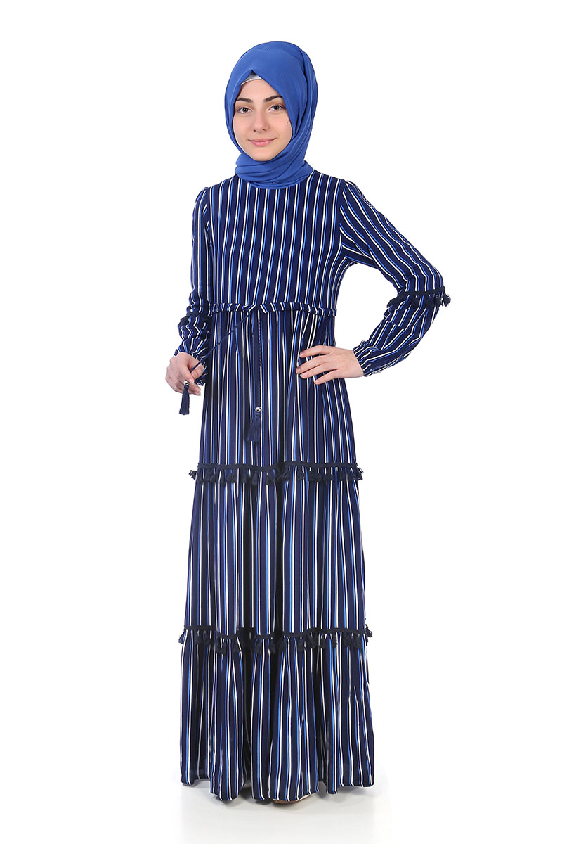 Çocuk Tesettür Elbise Beydah Model Lacivert - 1
