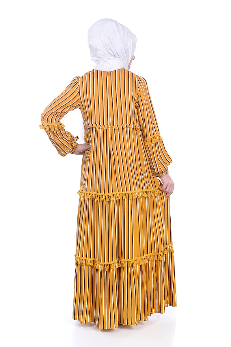 Çocuk Tesettür Elbise Beydah Model Sarı - 2