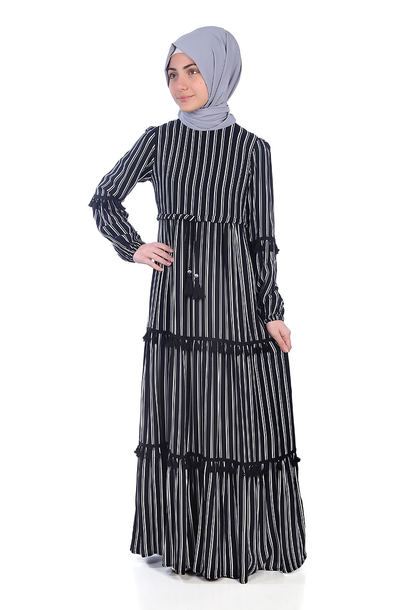 Çocuk Tesettür Elbise Beydah Model Siyah - Mevlana Çocuk Tesettür