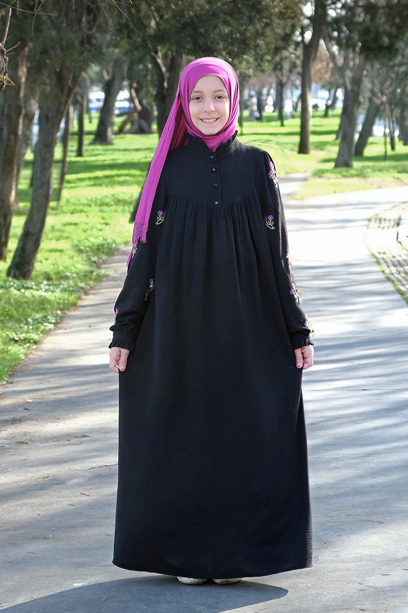Çocuk Tesettür Elbise Beyza Model Siyah - Mevlana Çocuk Tesettür