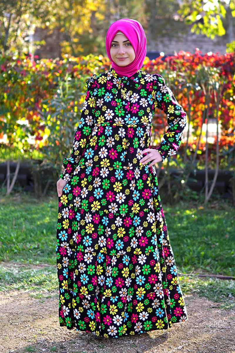 Çocuk Tesettür Elbise Cemre Model Siyah 