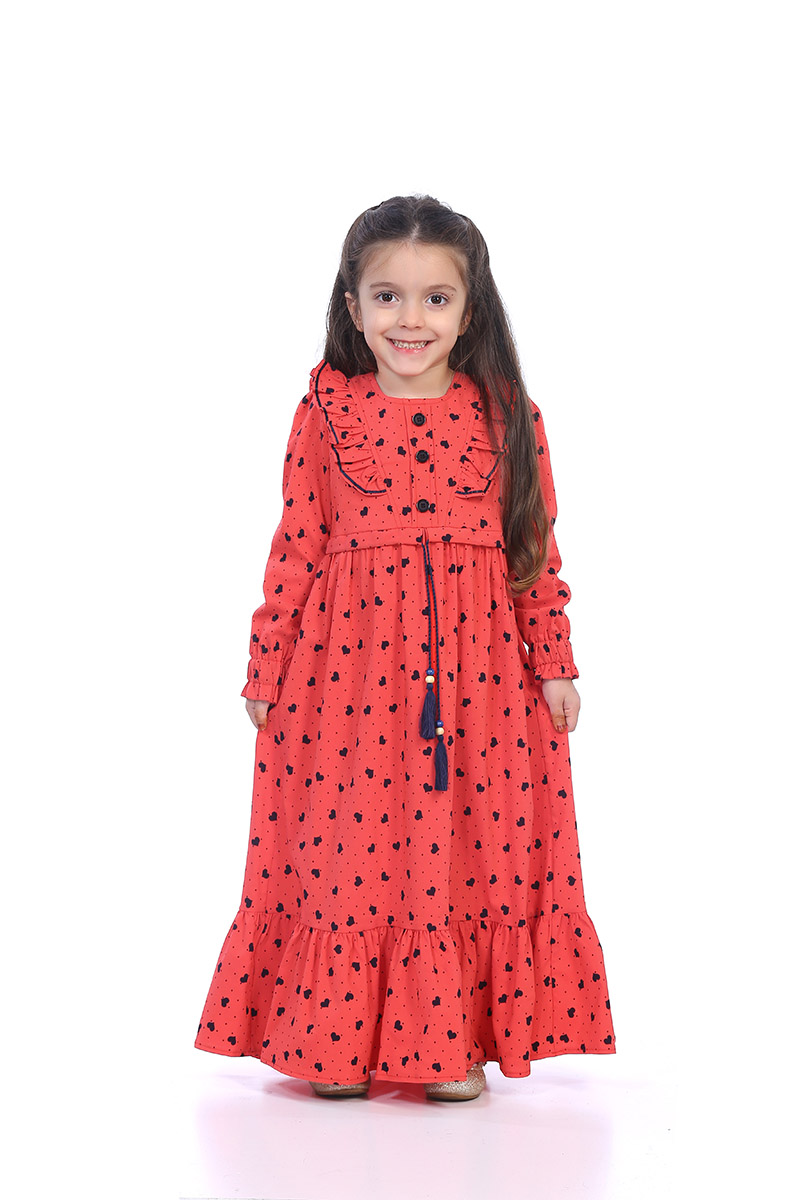 Çocuk Tesettür Elbise Ceylin Model Kalpli Narçiçek - 2