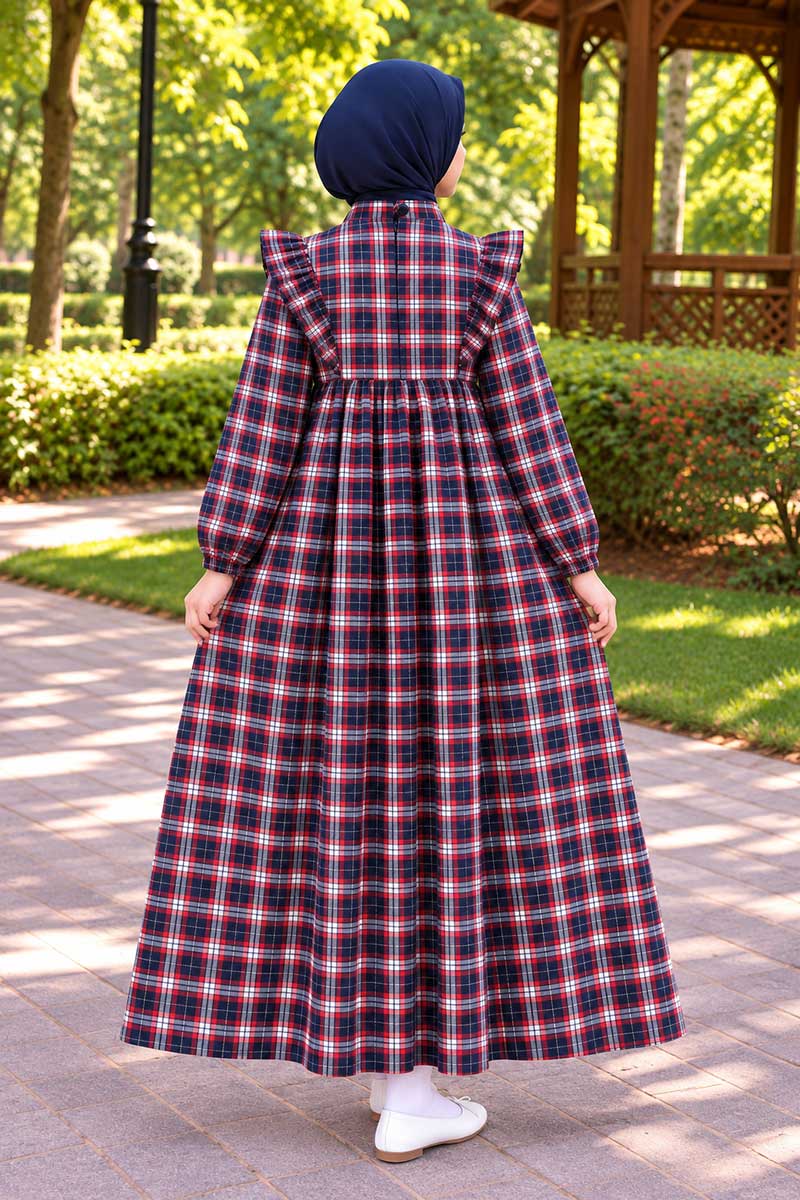 Çocuk Tesettür Elbise Dilek Model Lacivert - 2