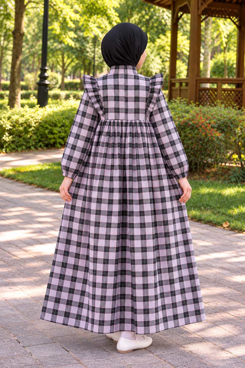 Çocuk Tesettür Elbise Dilek Model Lila - 2