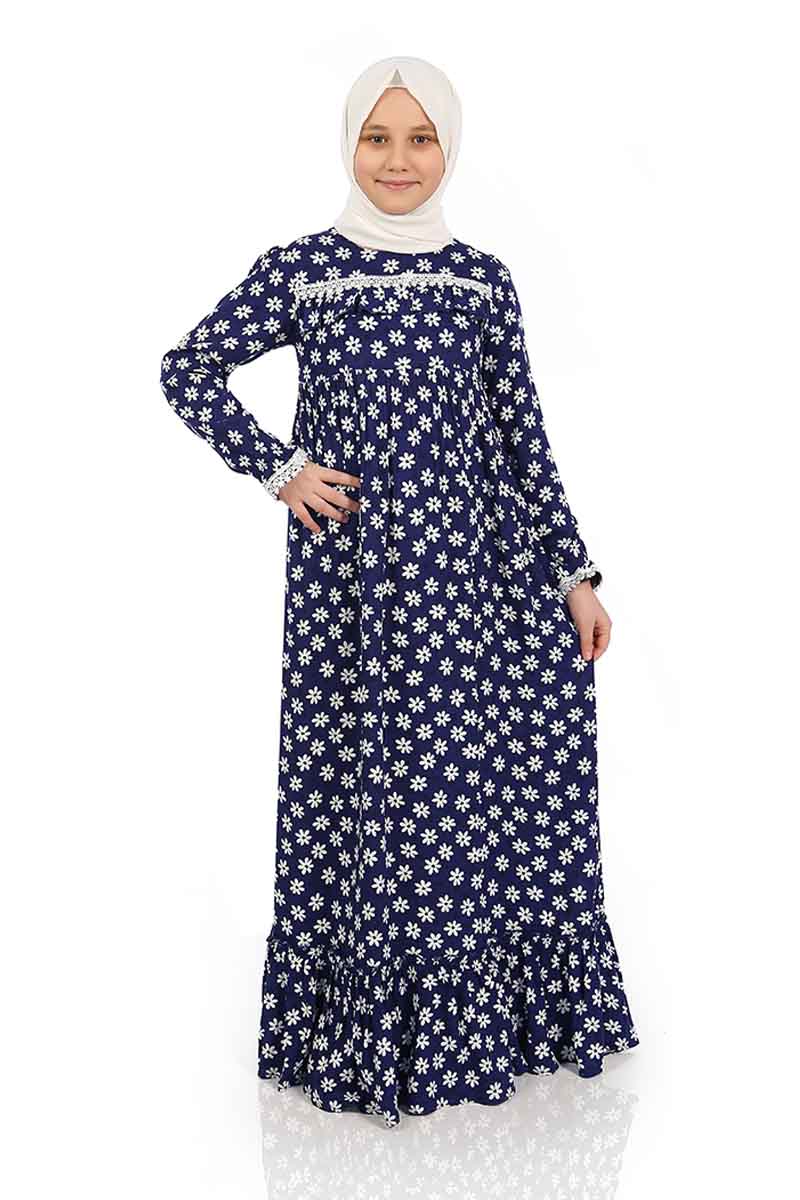 Çocuk Tesettür Elbise Ebru Model Menekşe - 1