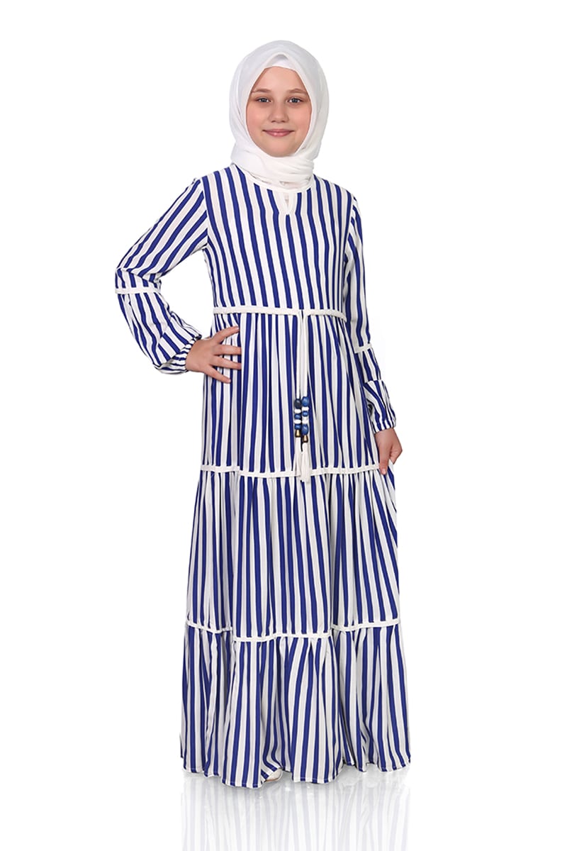 Çocuk Tesettür Elbise Elif Model Saks 