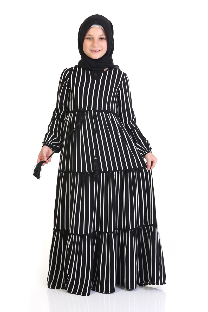 Çocuk Tesettür Elbise Elif Model Siyah 