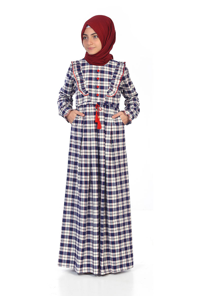 Çocuk Tesettür Elbise Eslem Model Lacivert - 1