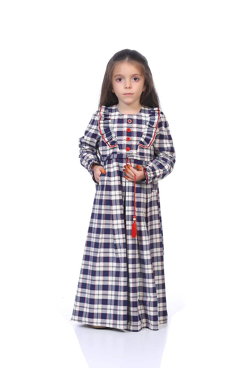 Çocuk Tesettür Elbise Eslem Model Lacivert - 3