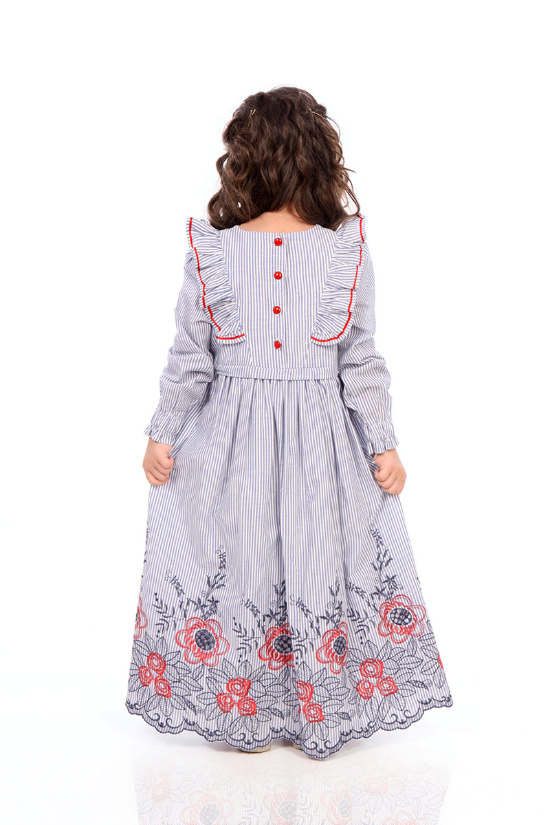 Çocuk Tesettür Elbise Eteği Fistolu Model Lacivert - 2