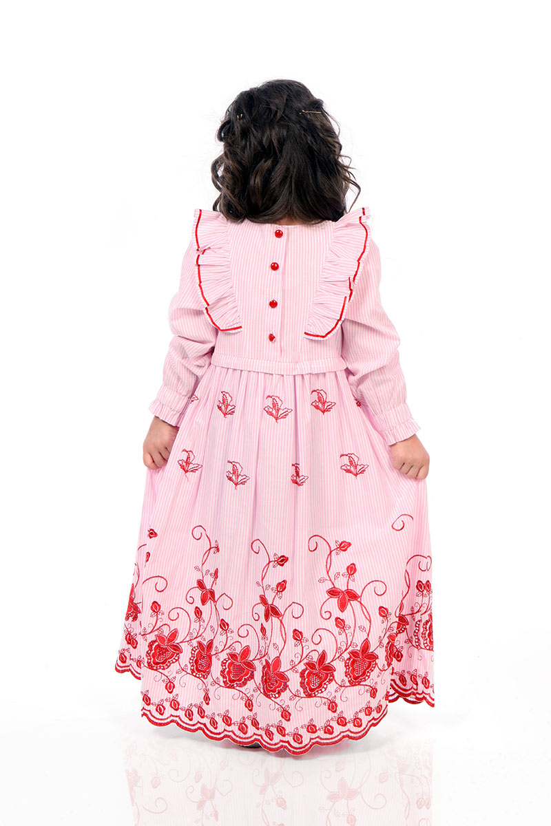 Çocuk Tesettür Elbise Eteği Fistolu Model Pembe - 2