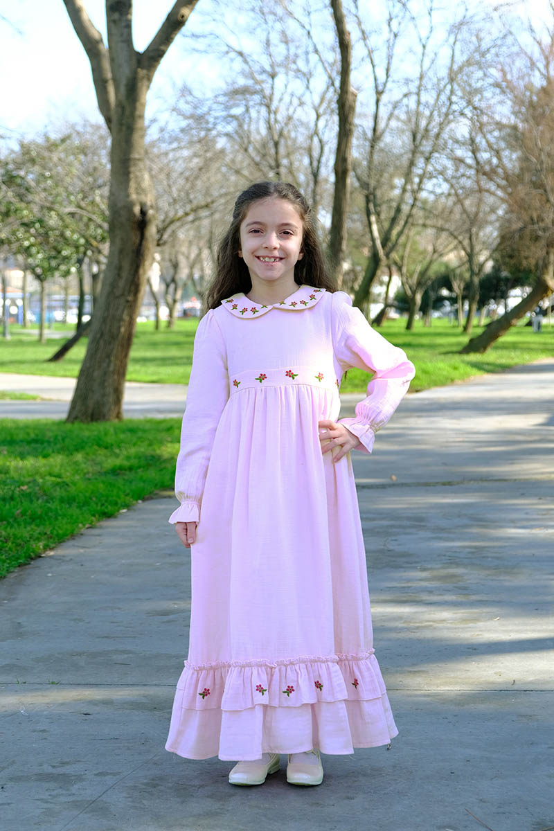 Çocuk Tesettür Elbise Hümeyra Model Pembe - 2