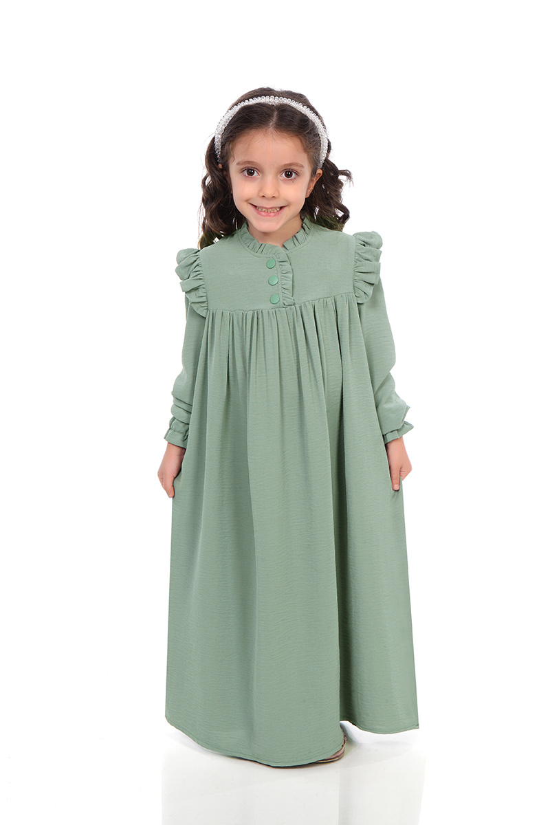 Çocuk Tesettür Elbise Hürrem Model Su Yeşil - 2