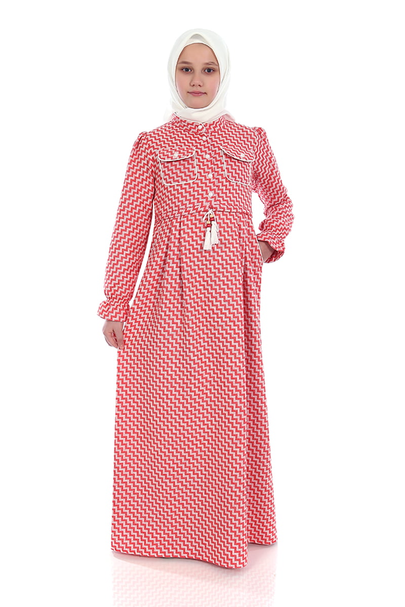 Çocuk Tesettür Elbise Kışlık Gökçe Model Narçiçek - 1
