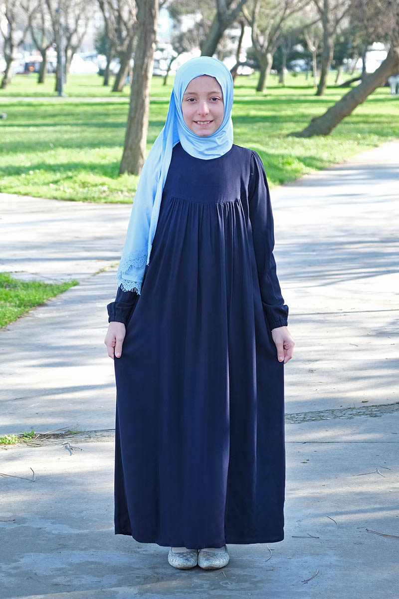 Çocuk Tesettür Elbise Maide Model Lacivert - 1