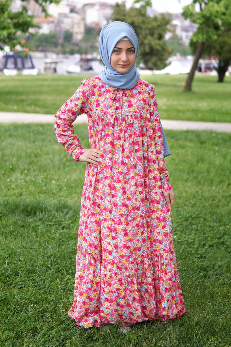 Çocuk Tesettür Elbise Meryem Model Pembe 