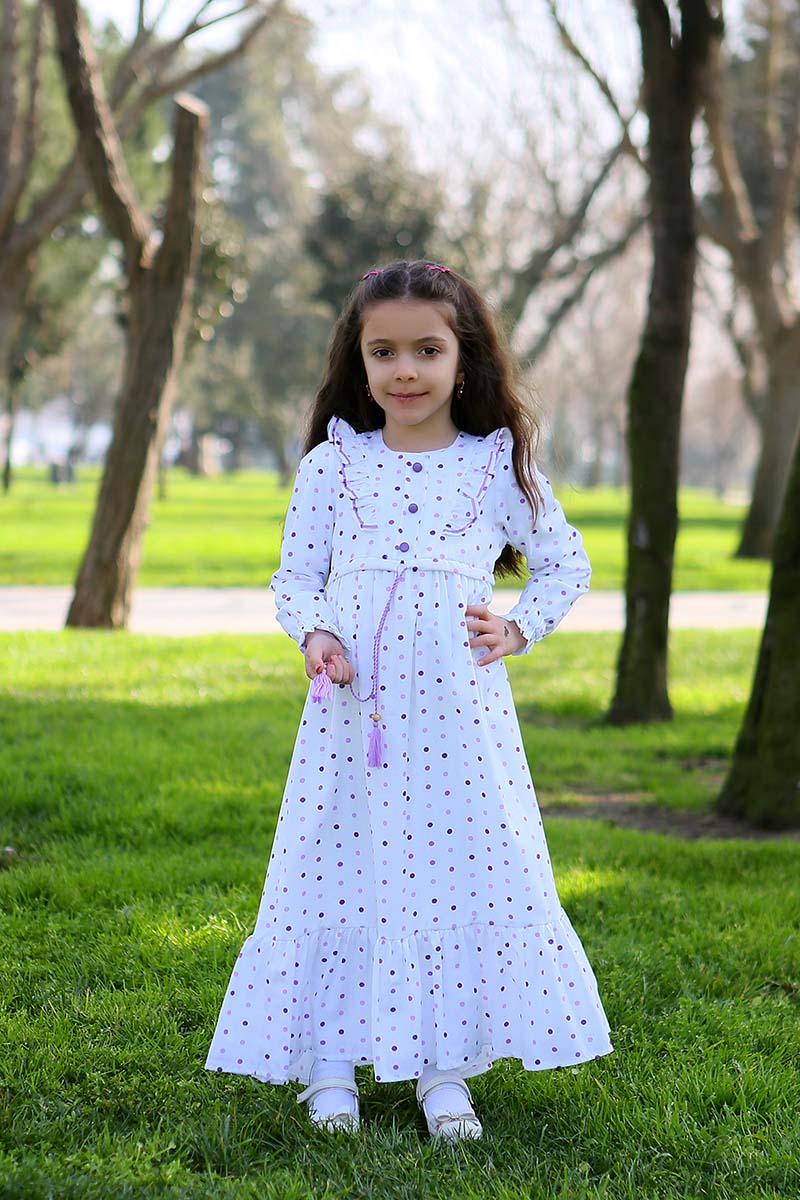 Çocuk Tesettür Elbise Mina Model Lila - 2