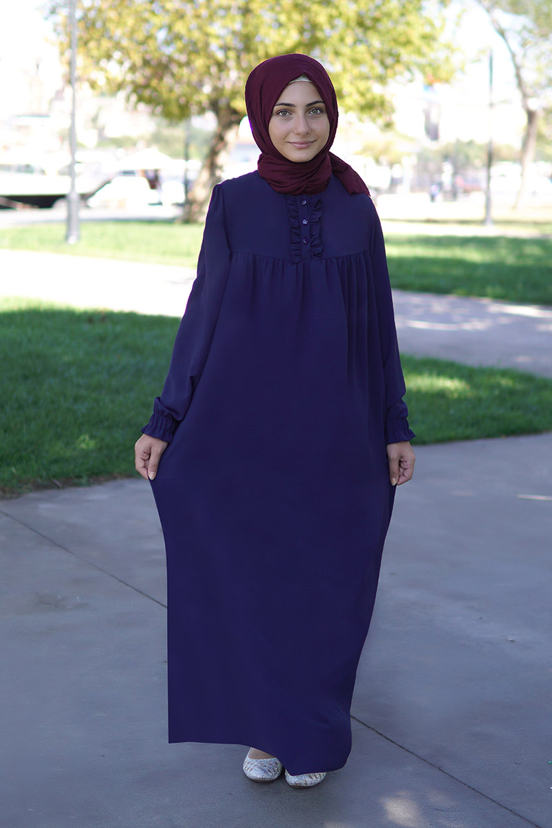 Çocuk Tesettür Elbise Mira Model Lacivert - 1