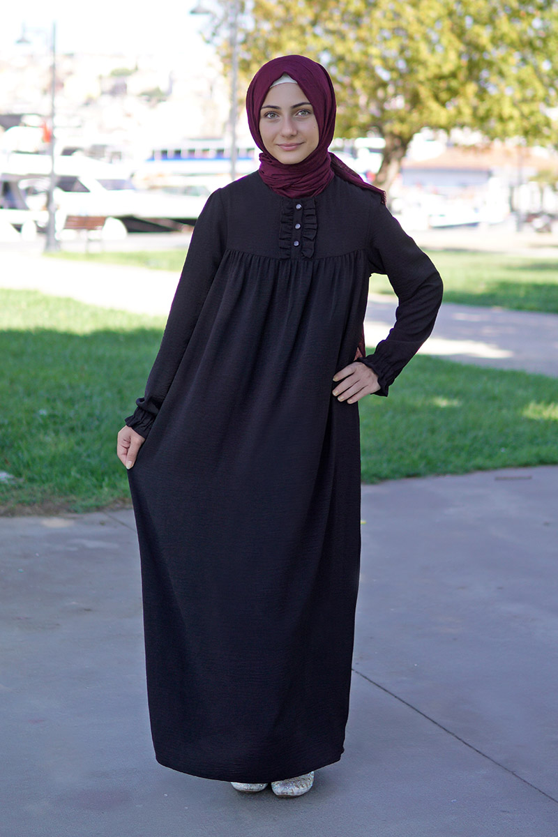 Çocuk Tesettür Elbise Mira Model Siyah 