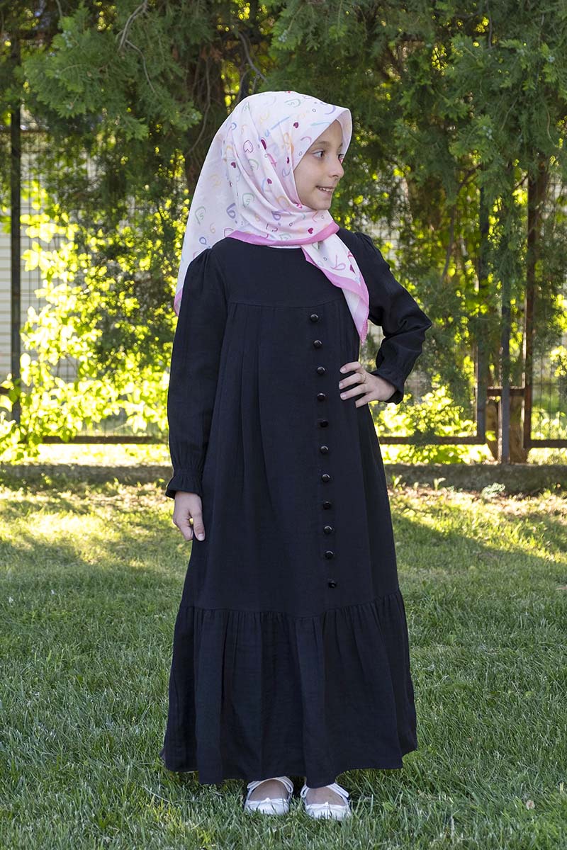 Çocuk Tesettür Elbise Sinem Model Siyah 