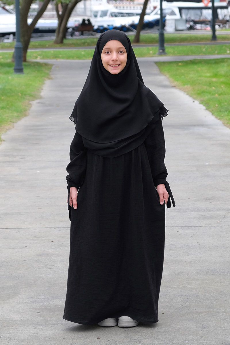 Çocuk Tesettür Elbise Sufle Takım Siyah - Mevlana Çocuk Tesettür