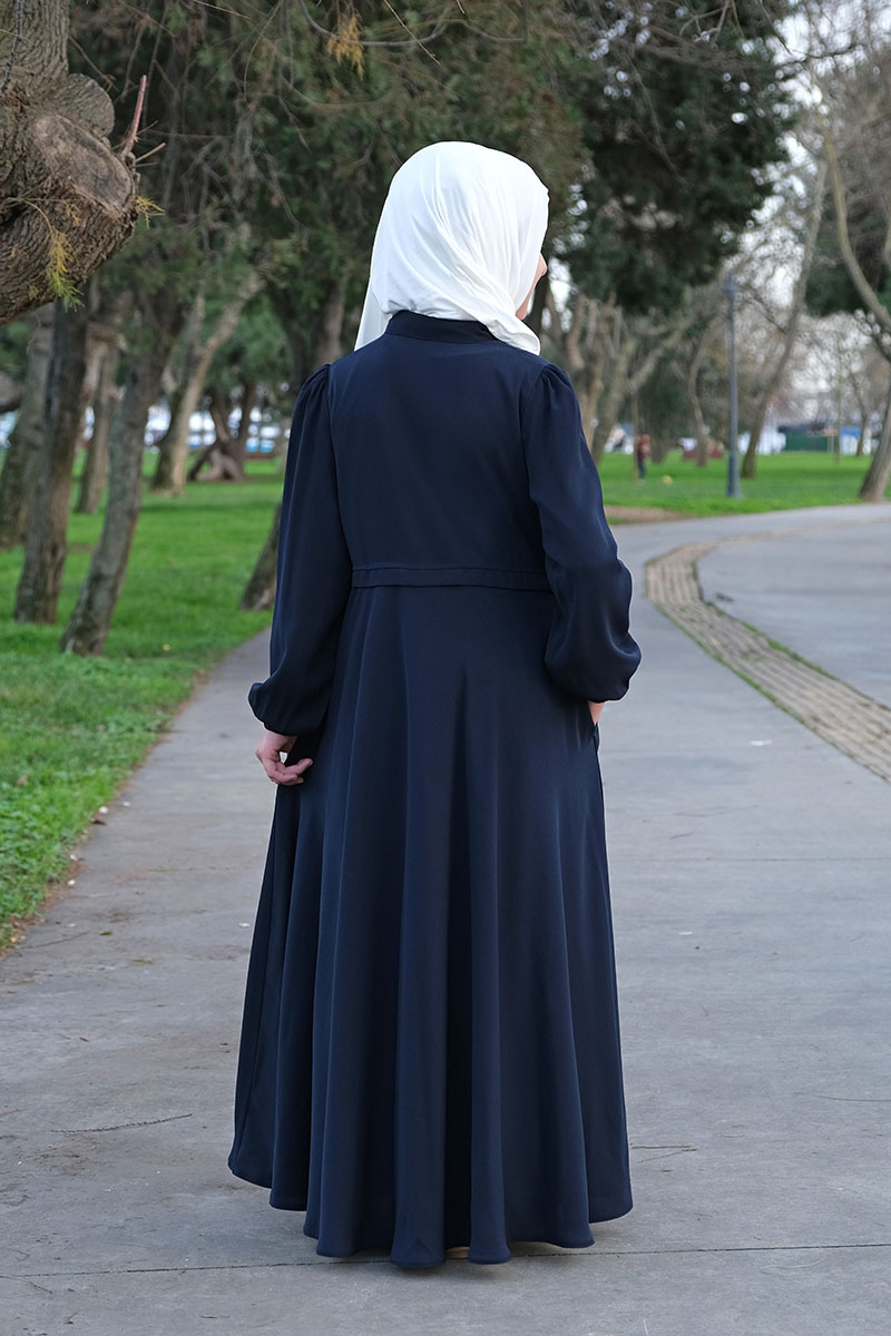 Çocuk Tesettür Ferace Eteği Kiloş Model Lacivert - 2