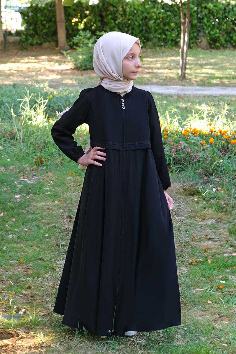 Çocuk Tesettür Ferace Eteği Kiloş Model Siyah - Mevlana Çocuk Tesettür