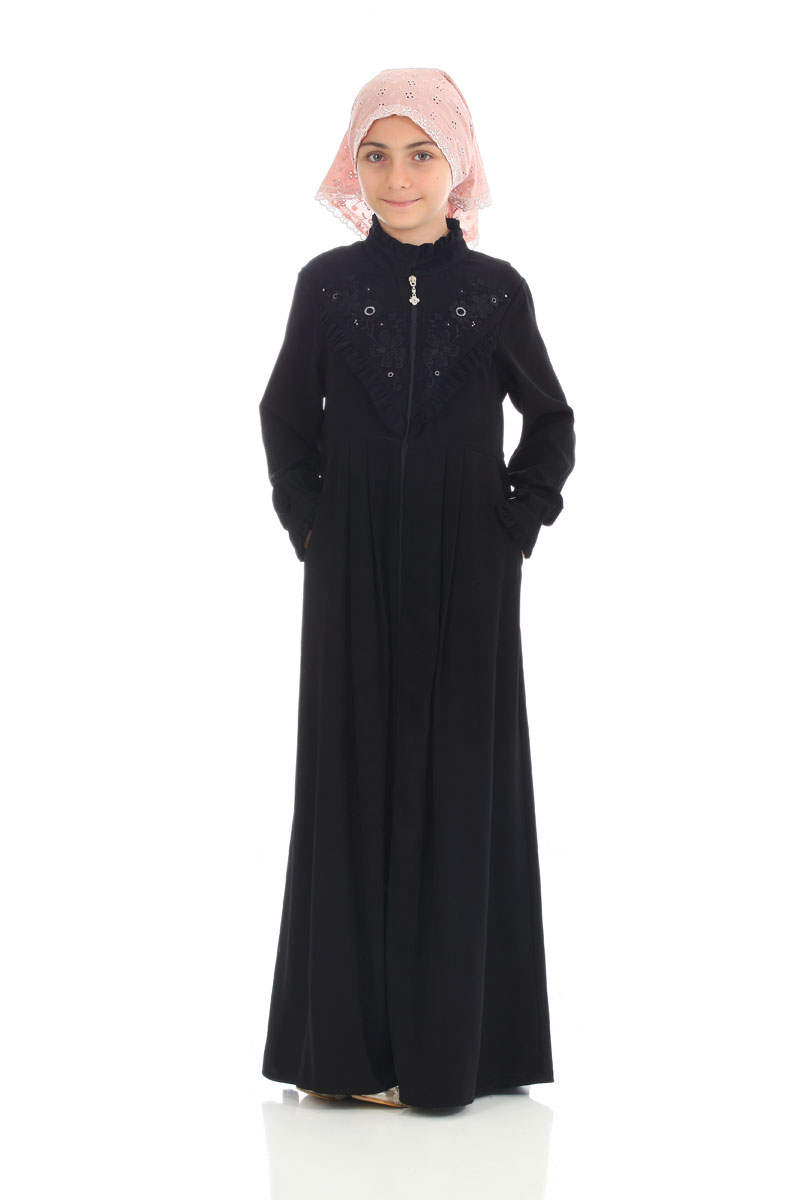 Çocuk Tesettür Ferace Ayşe Model Siyah - 1