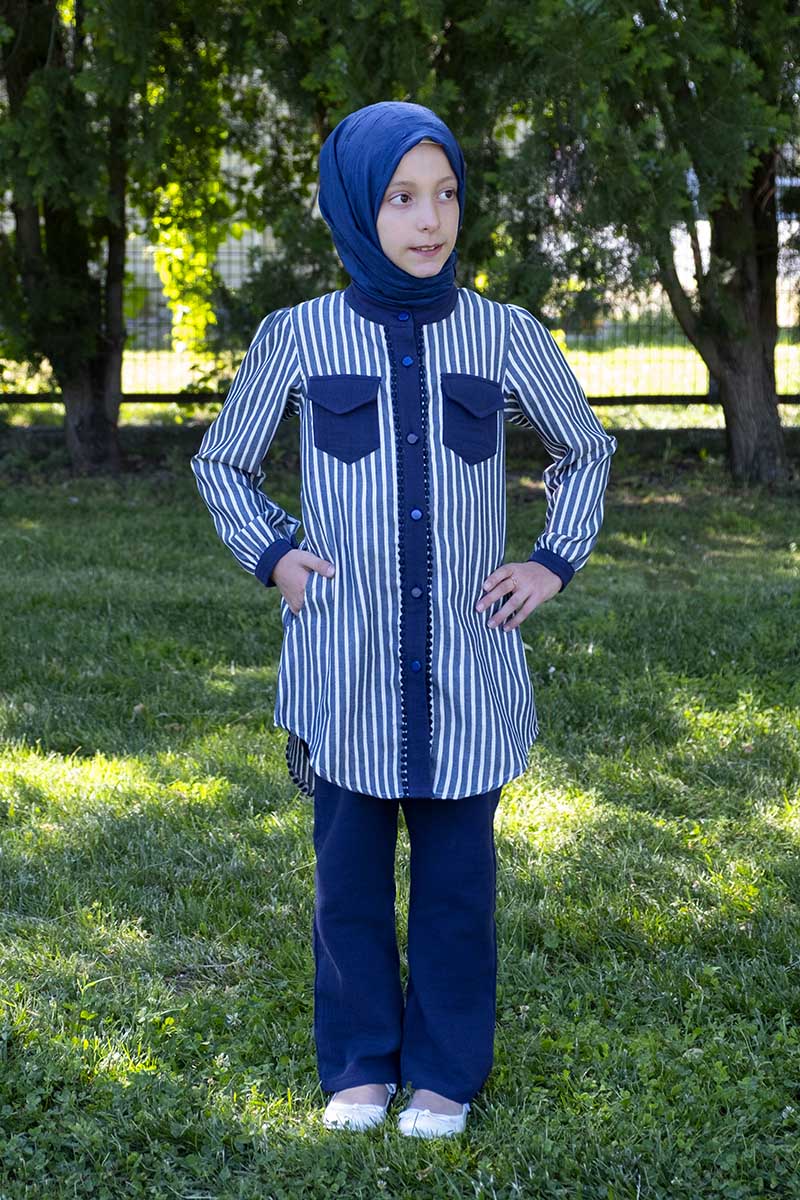 Çocuk Tesettür Tunik Takım İrem Model Lacivert - 1