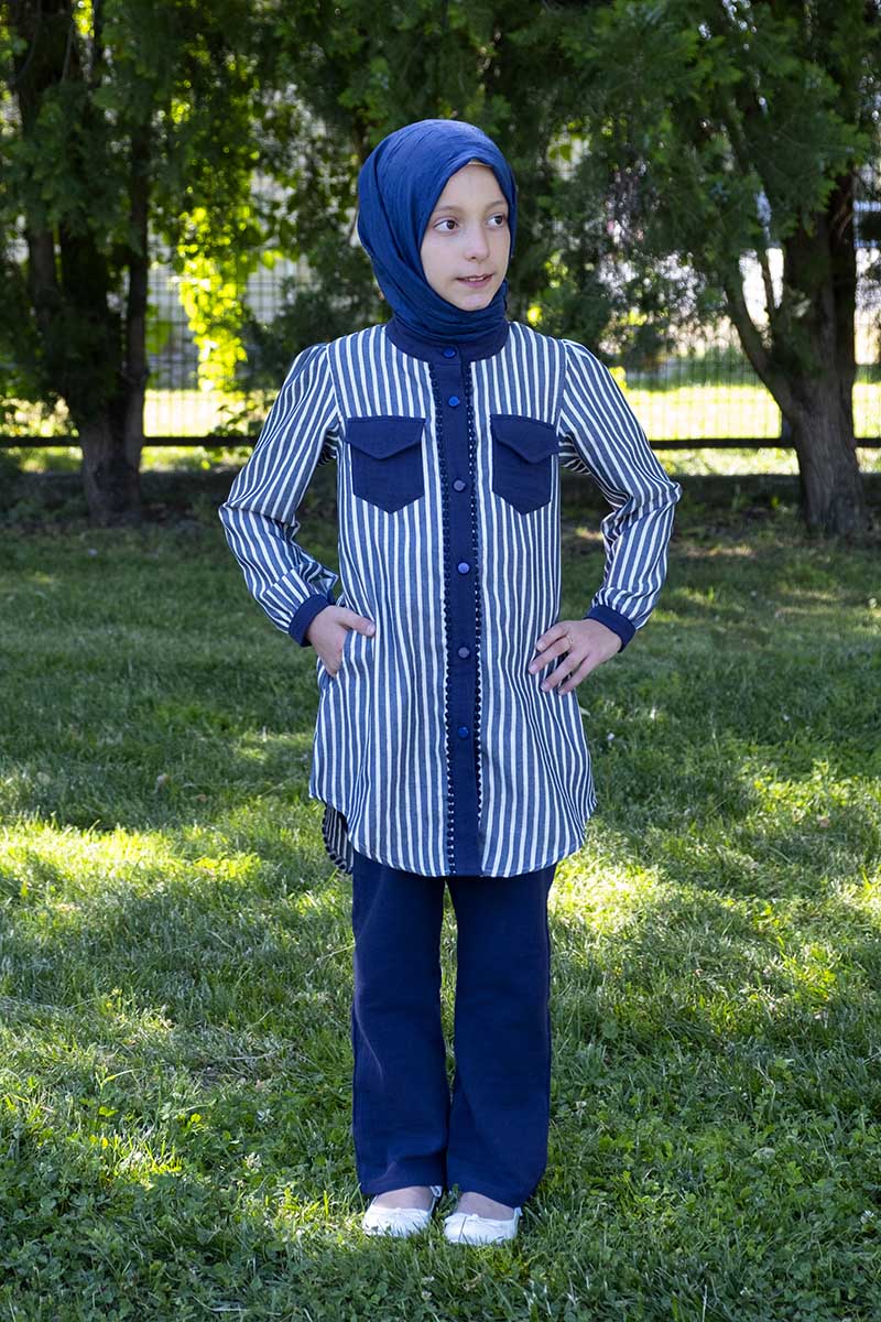 Çocuk Tesettür Tunik Takım İrem Model Lacivert 