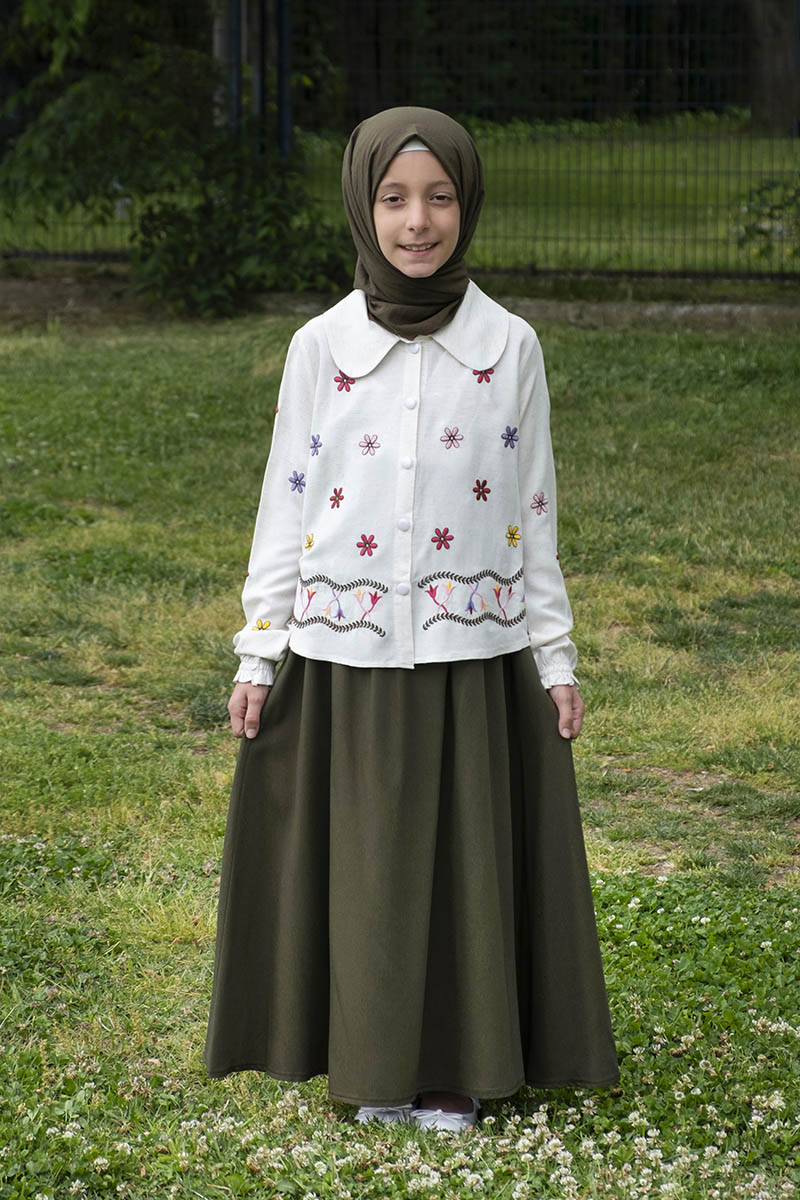 Çocuk Tesettür Tunik Takım Melike Model Haki 