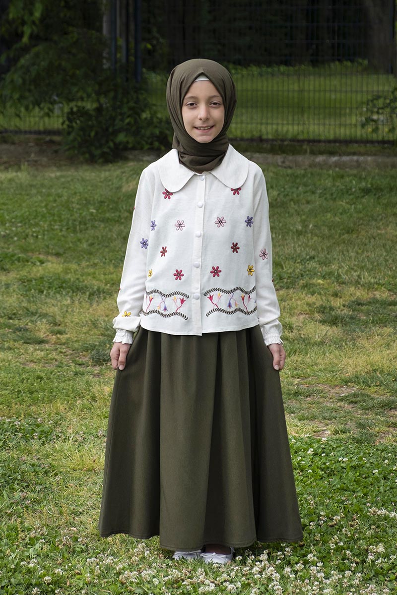 Çocuk Tesettür Tunik Takım Melike Model Haki 