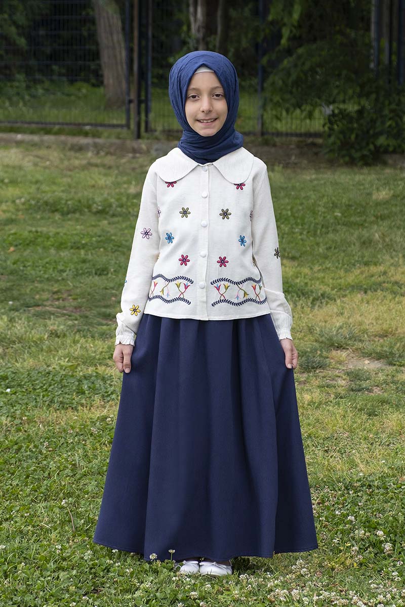 Çocuk Tesettür Tunik Takım Melike Model Lacivert - 1