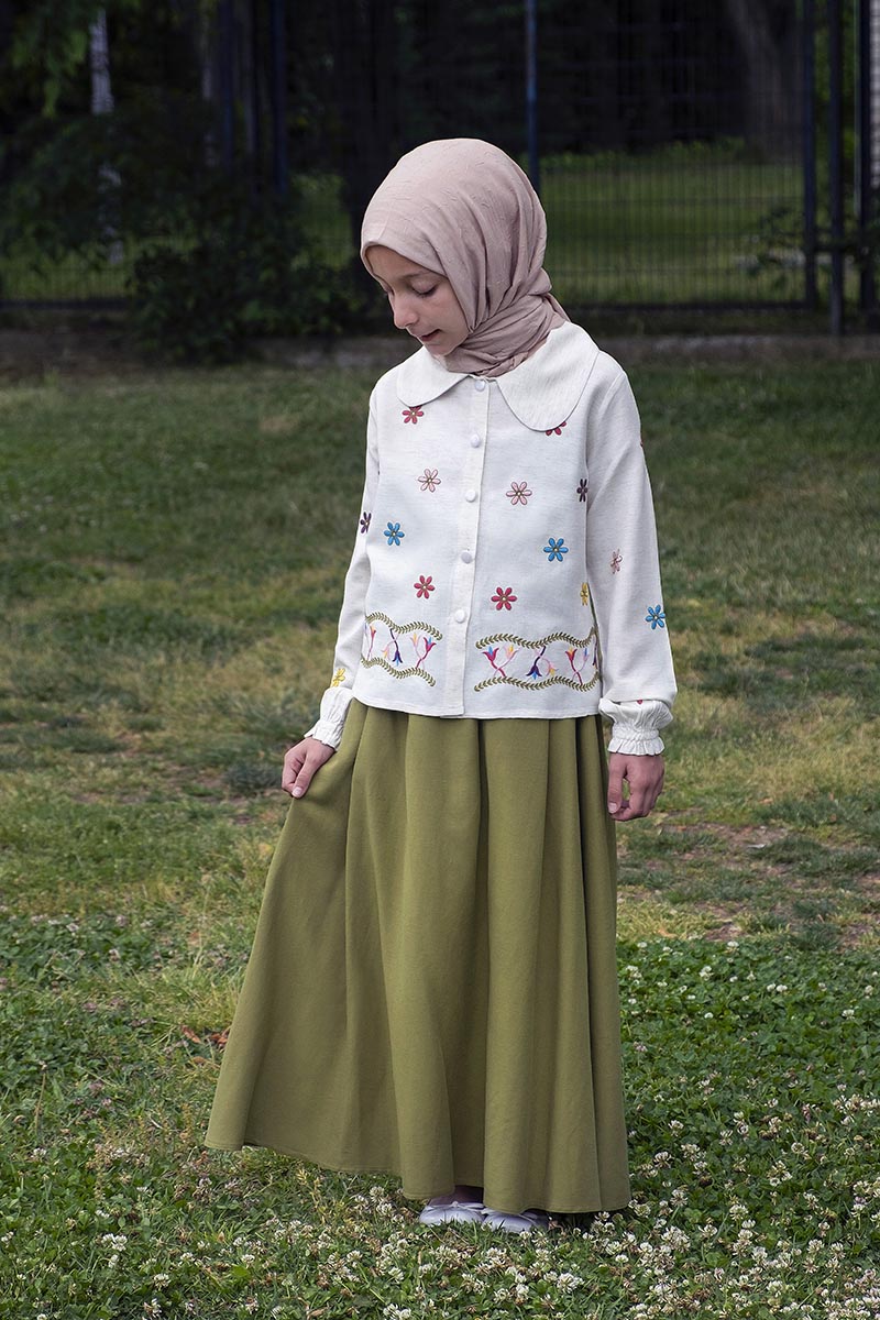 Çocuk Tesettür Tunik Takım Melike Model Yeşil 