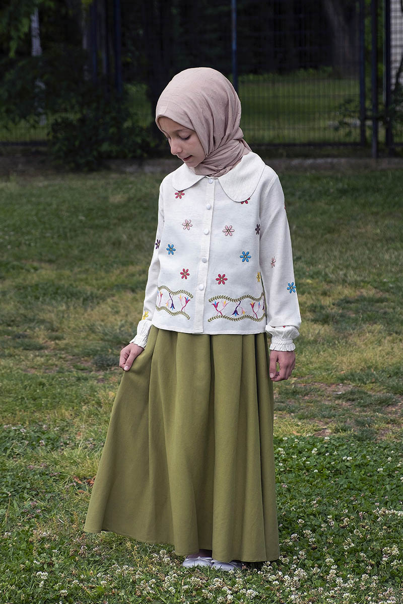 Çocuk Tesettür Tunik Takım Melike Model Yeşil 